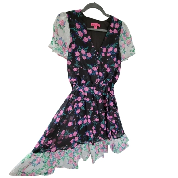 Betsey Johnson Flutter Sleeve Fit & Flare Mini Dress Floral Sz 6 Multi Colored - Picture 6 of 13
